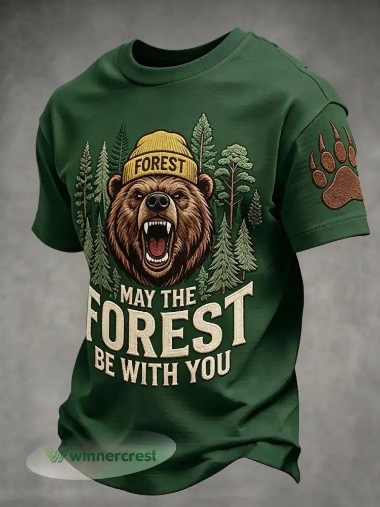 Men’s May The Forest Be With You Printed Casual T-Shirt - As picture / S