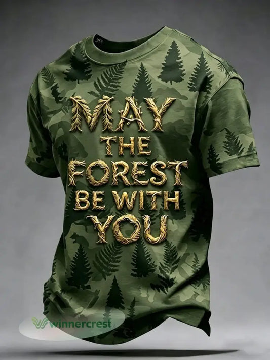 Men’s May The Forest Be With You Printed Casual T-Shirt - As picture / S