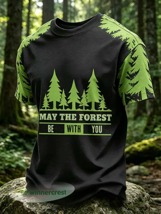 Men’s ’May The Forest Be With You’ Printed Casual T-Shirt - As picture / S