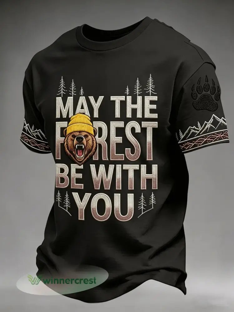 Men’s May The Forest Be With You Printed Casual T-Shirt - As picture / S