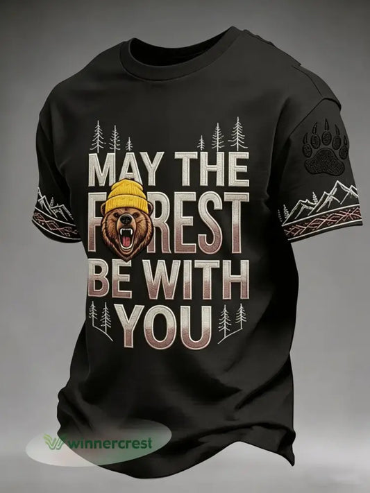 Men’s May The Forest Be With You Printed Casual T-Shirt - As picture / S
