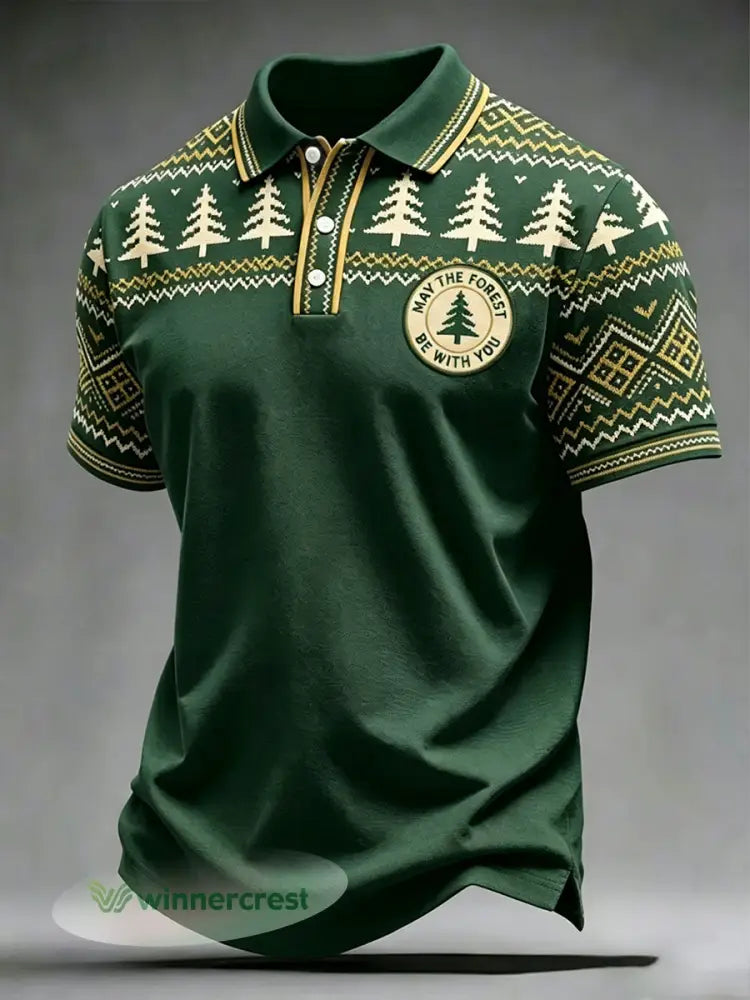Men’s May The Forest Be With You Printed Shirt - Green / S