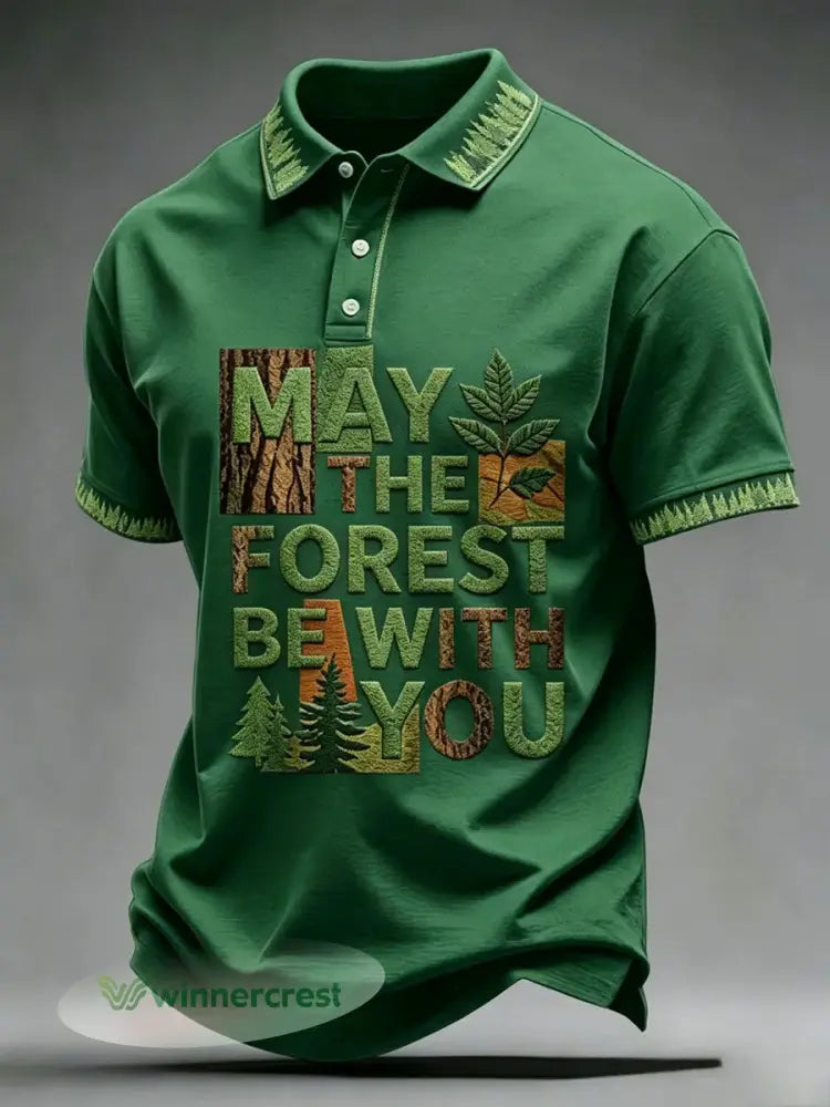 Men’s May The Forest Be With You Printed Shirt - Green / S