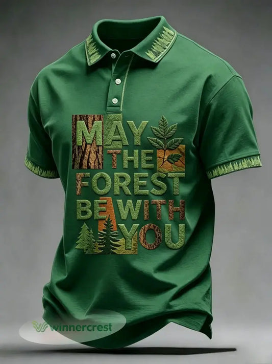 Men’s May The Forest Be With You Printed Shirt - Green / S