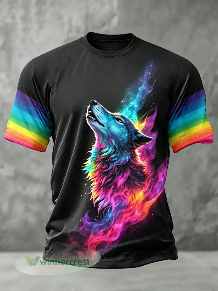 Men’s Rainbow Animal Art Print Casual T-Shirt - As picture / S
