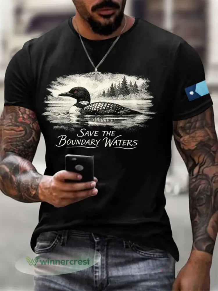 Men’s Save The Boundary Waters Print T-shirt - Black / S