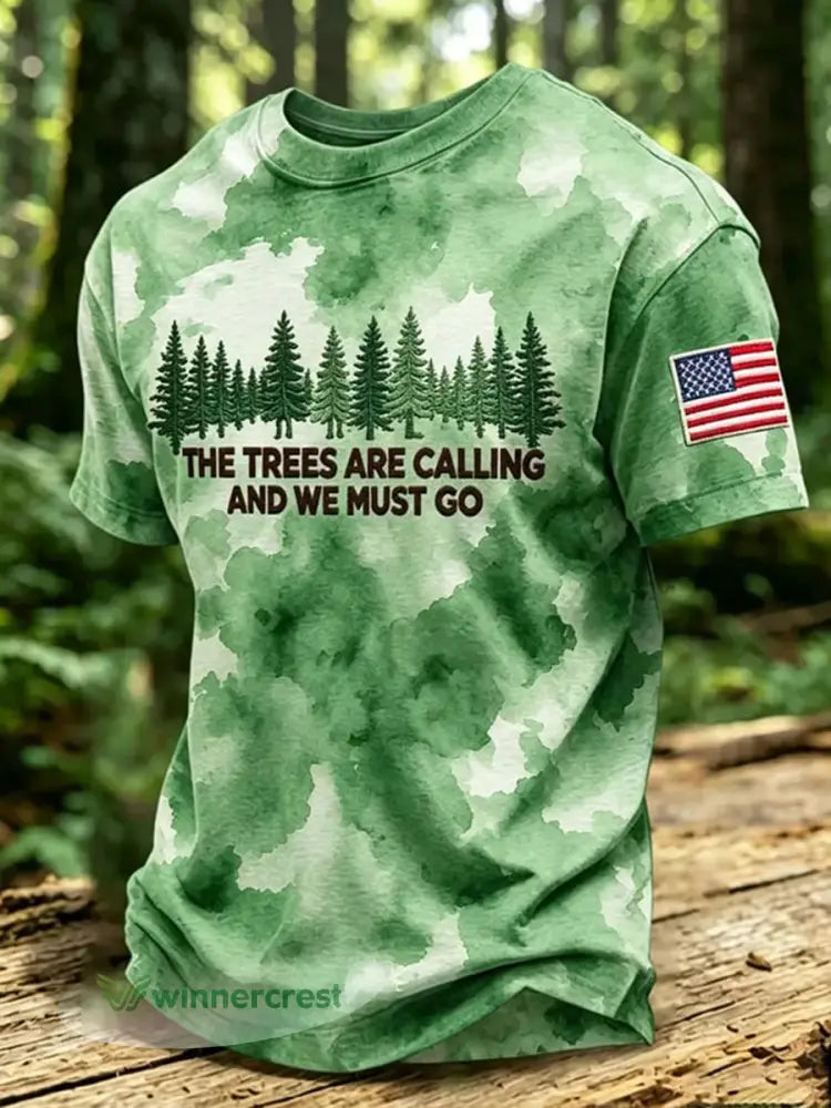 Men’s The Trees Are Calling And We Must Go Short Sleeves T-shirt - Green / S