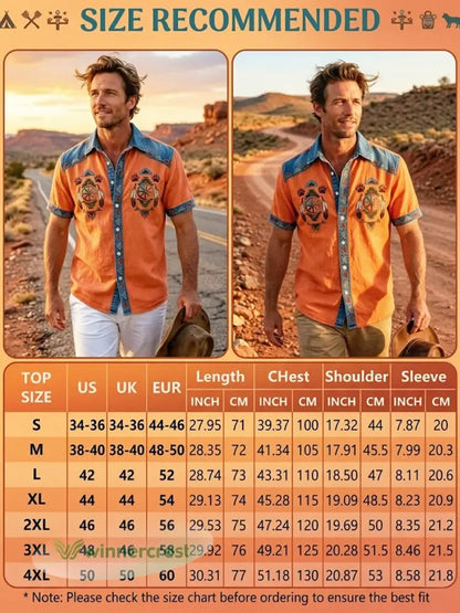 Men’s Vintage Native American Bear Paw Totem Art Casual Shirt