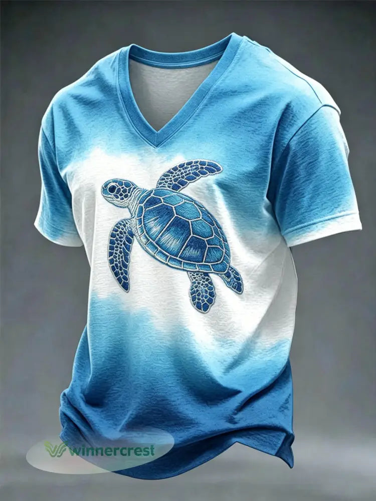 Men’s World Ocean Day V-neck T-shirt - As picture / S