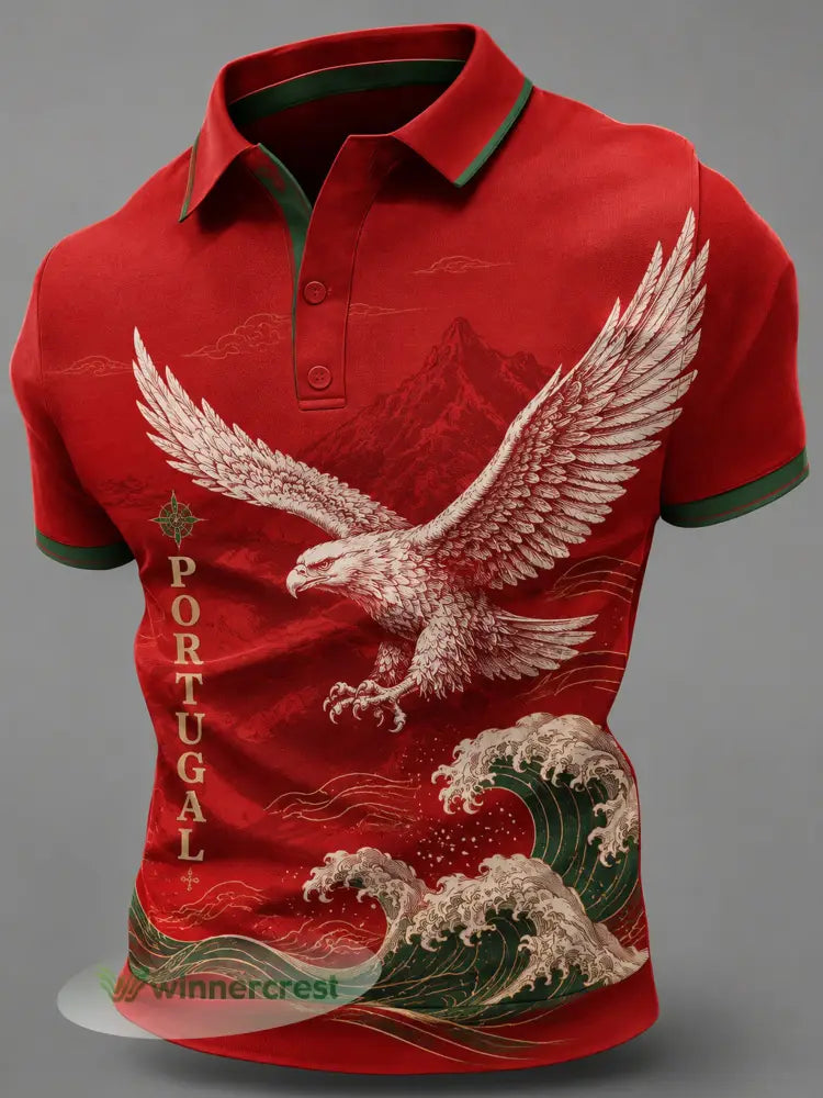 Polo com Estampa de Arte para Fãs de Futebol de Portugal – Masculino - A / S