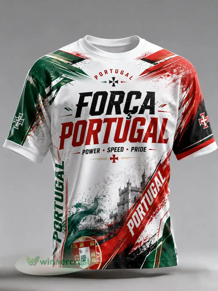 Portugal Futebol Cheerleading Ocean-Themed T-shirt Art Print masculino - A / S