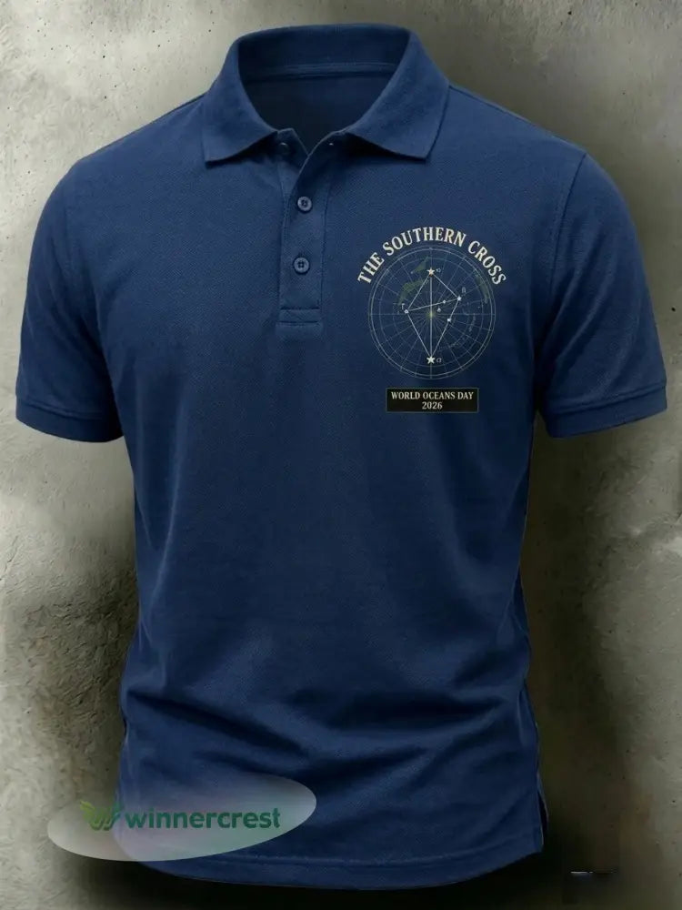 Retro Australian World Oceans Day Short-Sleeve Polo Shirt