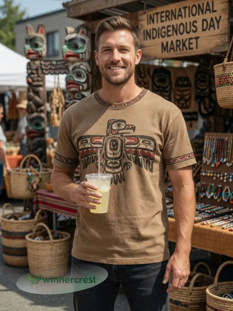 Retro Indigenous Raven Totem Casual T-Shirt