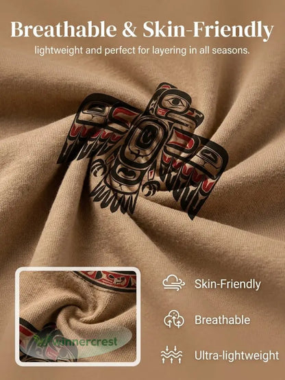Retro Indigenous Raven Totem Casual T-Shirt