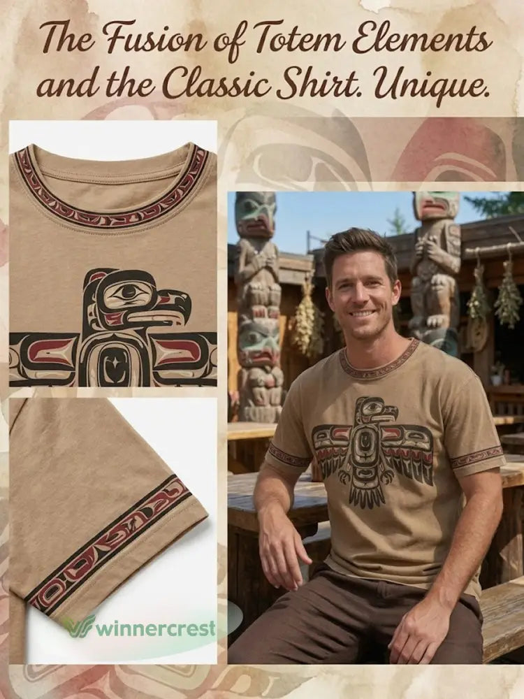 Retro Indigenous Raven Totem Casual T-Shirt