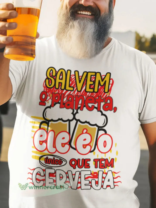 T-shirt Masculina Santos Populares Sardinha Arte Estampada - branco / S
