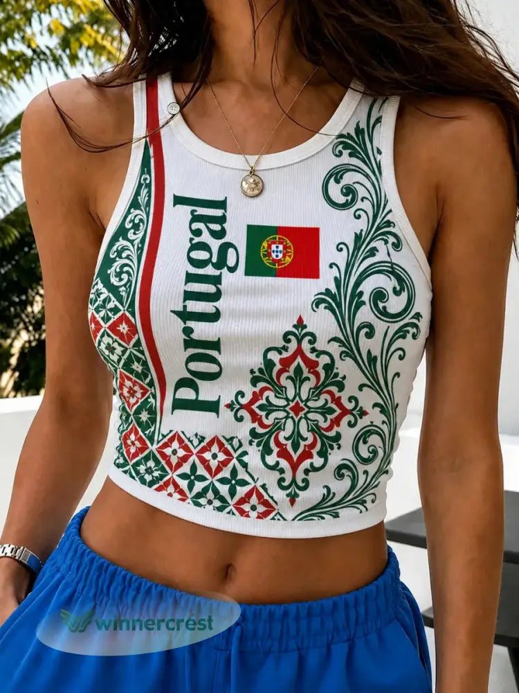 Top colete estampado de futebol feminino de Portugal - como a imagem / S