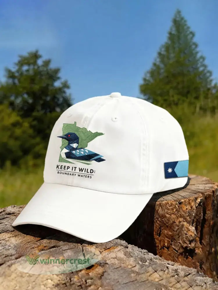 Unisex Save The Boundary Waters Print Cap - White / ONE