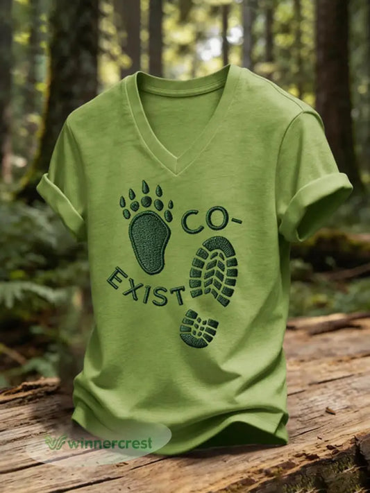 Women’s CO-EXIST Print Casual T-shirt - Green / S