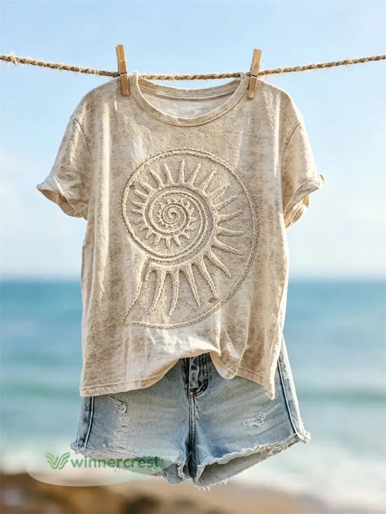 Women’s Conch Beach Sands Art Print short-sleeved T-shirt - Sand / S