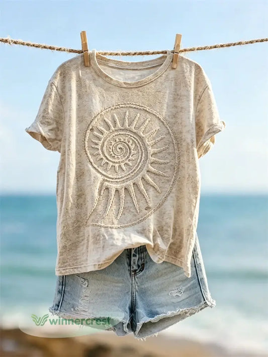 Women’s Conch Beach Sands Art Print short-sleeved T-shirt - Sand / S