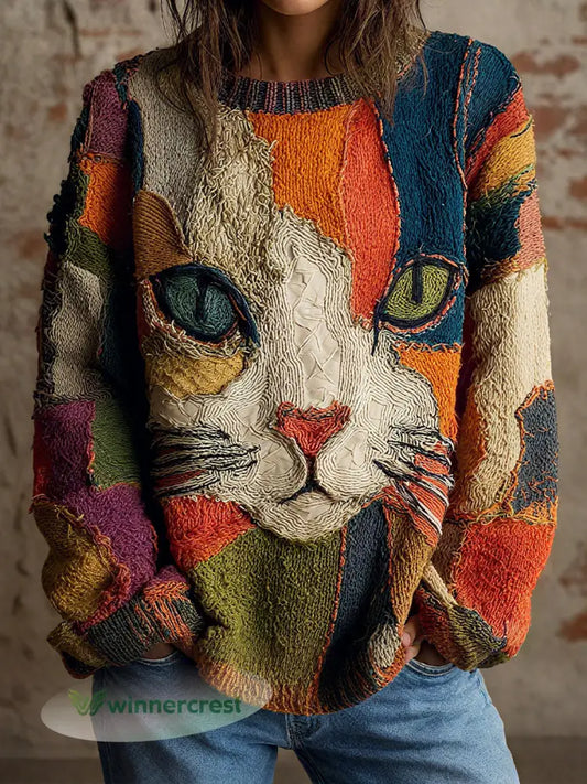 Women’s Fashion Art Cat tops - As picture / S