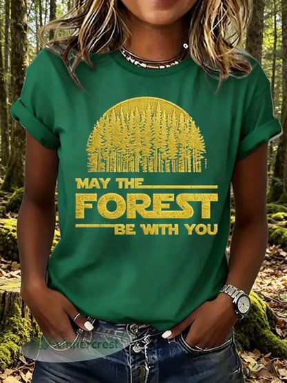 Women’s May The Forest Be With You Print T-Shirt - Green / S