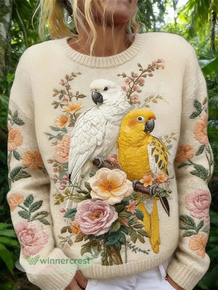 Women’s Parrot Print Casual Sweatshirt - As picture / S