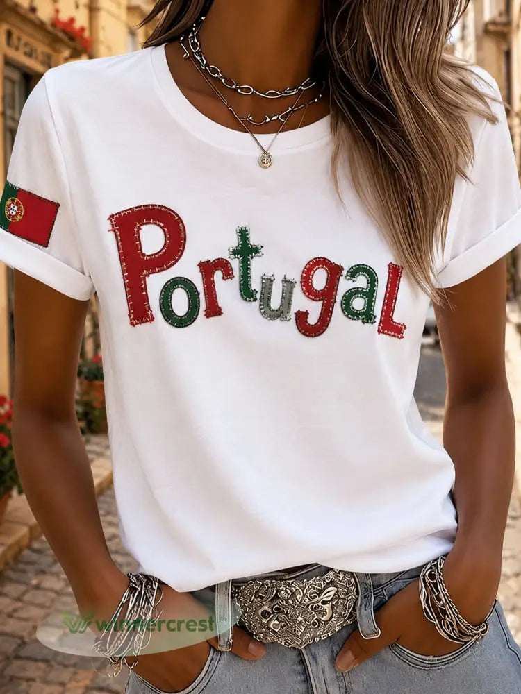 Women’s Portugal Football Support Ocean-Themed Art Print T-shirt - A / S
