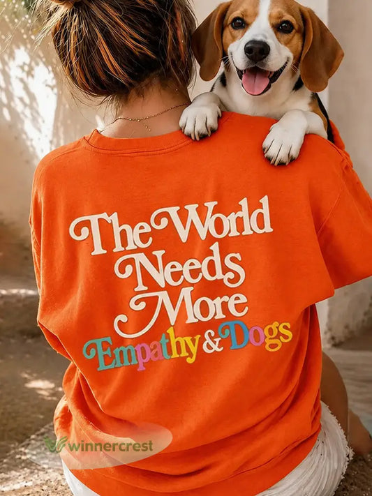 Women’s Save The Beagles Print Round Neck T-shirt - Orange / S