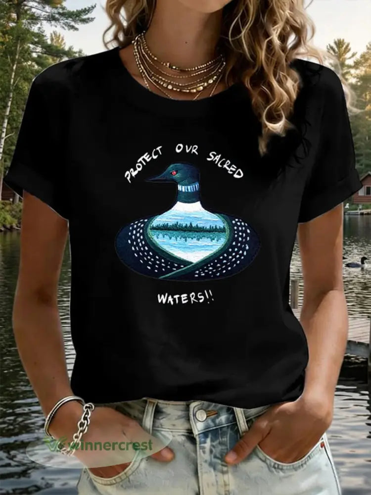 Women’s Save The Boundary Waters Print T-shirt - Black / S