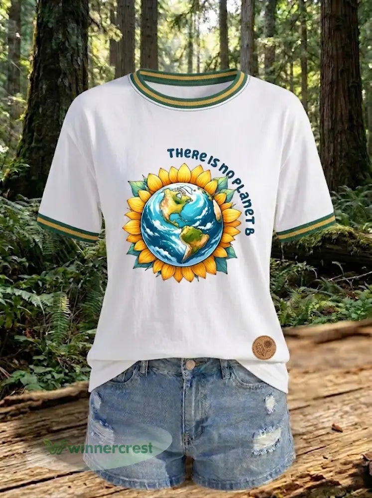 Women’s There Is No Planet B Printed T-shirt - White / S